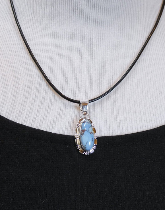 Native American Navajo Golden Hill Turquoise Sterling Silver Pendant
