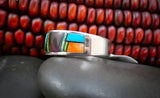 Unisex Native American Navajo Turquoise Multi Inlay Band Ring Size 9