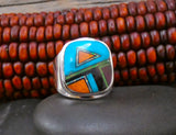 Navajo Silver Turquoise Sugilite Multi inlay Men’s Ring Size 10