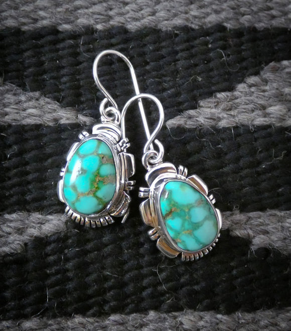 Native American Sterling Silver Turquoise Dangle Earrings