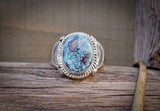 Native American Sterling Silver Golden Hill Turquoise Men's Ring Size 12