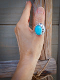 Men's Native American Navajo Silver Turquoise Ring Size 12