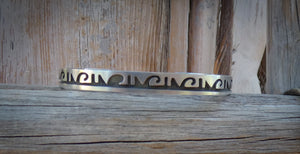 Native American Hopi Sterling Silver Water Symbol Cuff Bracelet