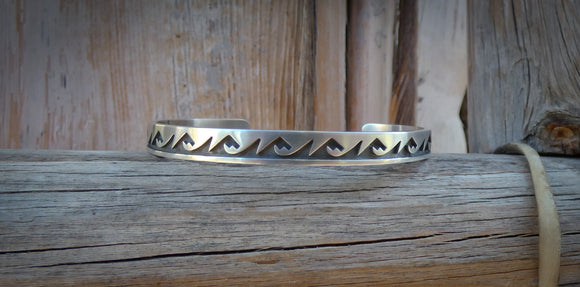 Native American Hopi Sterling Silver Water Symbol Stacking Bracelet