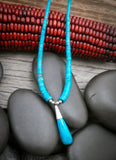 Native American Navajo Rolled Turquoise Bead Necklace