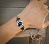 Delicate Liquid Silver Onyx Women's Bracelet, Native American