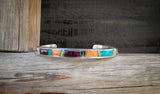 Native American Sterling Silver Navajo Turquoise Multi Inlay Bracelet