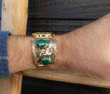 Vintage 12KGF Malachite Navajo Sterling Silver Men's Watch, Native American