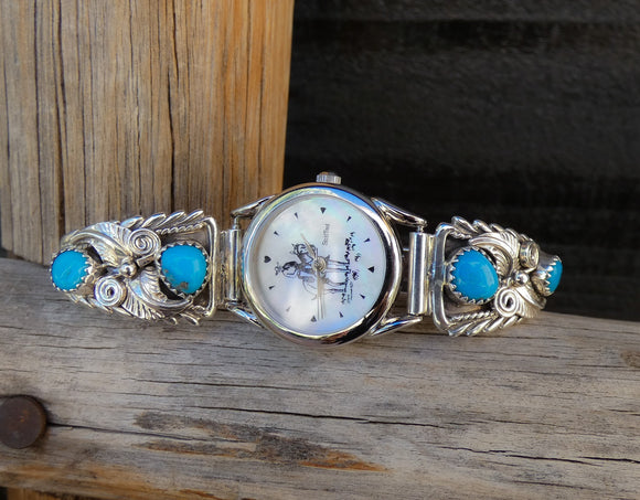 Native American Navajo Silver Turquoise Women's Watch