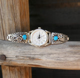 Vintage Navajo Sterling Silver Turquoise Women's Watch Native American