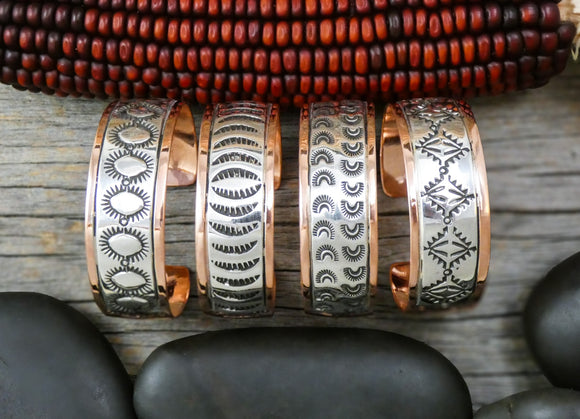 Native American Wide Copper Sterling Silver Cuff Bracelet