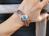 Native American Navajo Turquoise Silver Copper Bracelet