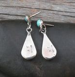 Zuni Turquoise Mother of Pearl Inlay Sterling Silver Dangle Earrings