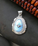 Navajo Golden Hill Turquoise Sterling Silver Pendant Native American