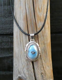 Navajo Golden Hill Turquoise Sterling Silver Pendant Native American