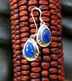 Native American Southwestern Sterling Silver Lapis Dangle Earrings