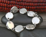 Navajo Vintage Sterling Silver Malachite Link Bracelet Native American