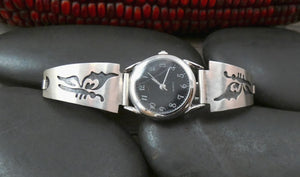 Native American Hopi Sterling Silver Butterfly Watch