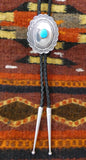 Native American Navajo Southwest Sterling Silver Concho Turquoise Bolo Tie