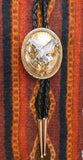 Native American Navajo 12KGF Silver Eagle In Flight Bolo Tie Vintage