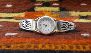 Native American Vintage Hopi Silver Badger Paw Women's Watch By Mitchell Sockyma