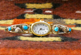 Native American Navajo Delicate 12KGF Silver Turquoise Women's Watch Vintage