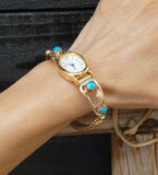 Native American Navajo Delicate 12KGF Silver Turquoise Women's Watch Vintage
