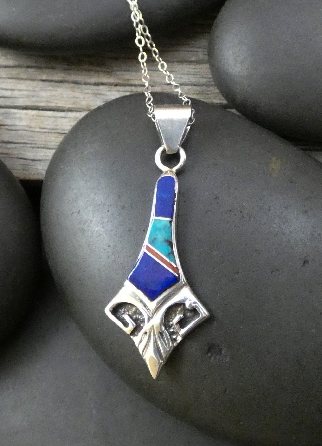 70s Vintage Mexican jewelry turquoise × lapis lazuli silver