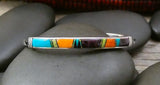 Native American Navajo Sterling Silver Navajo Turquoise Multi Inlay Stacking Bracelet