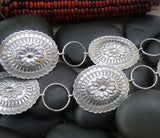 Native American Navajo Sterling Silver Adjustable Link Concho Belt