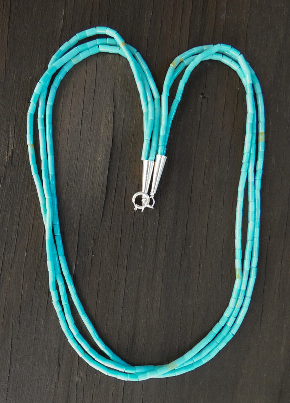Native American Zuni Turquoise 3 Strand Heishi Choker Necklace Vintage
