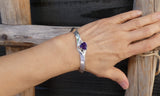 Native American Vintage Handmade Sterling Silver Bracelet, Trillion Cut Amethyst Jewelry