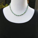 Turquoise, Navajo Sterling Silver Turquoise Rolled Bead Necklace